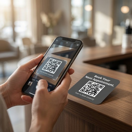 Buchen Sie Ihren nächsten Termin QR-Code Benutzerd Quadratischer Aufkleber