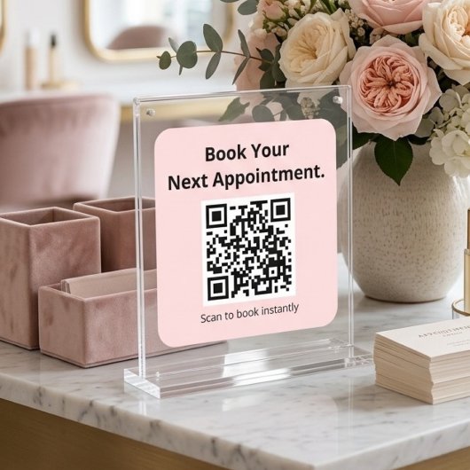 Buchen Sie Ihren nächsten Termin QR-Code Rosa Aufk Quadratischer Aufkleber