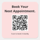 Buchen Sie Ihren nächsten Termin QR-Code Rosa Aufk Quadratischer Aufkleber (Vorderseite)