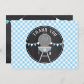 Buchen Sie im Oven BabyQ Baby Shower Blue Chalkboa Dankeskarte (Vorne/Hinten)