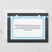 Buchen Sie im Oven BabyQ Baby Shower Blue Chalkboa Dankeskarte (Rückseite)