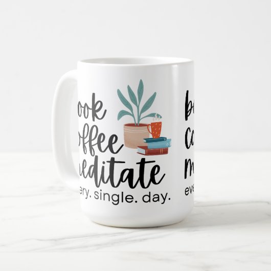 Buchen Sie jeden Single Kaffee Meditat Kaffeetasse (Vorderseite Links)