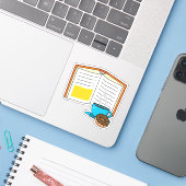 Buchen Sie Kaffee und Donut Cartoon Aufkleber (Laptop mit iPhone)