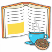Buchen Sie Kaffee und Donut Cartoon Aufkleber (Vorderseite)