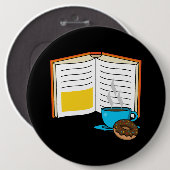 Buchen Sie Kaffee und Donut Cartoon Button (Vorne & Hinten)