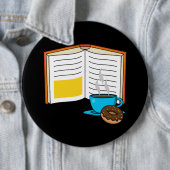 Buchen Sie Kaffee und Donut Cartoon Button (Beispiel)