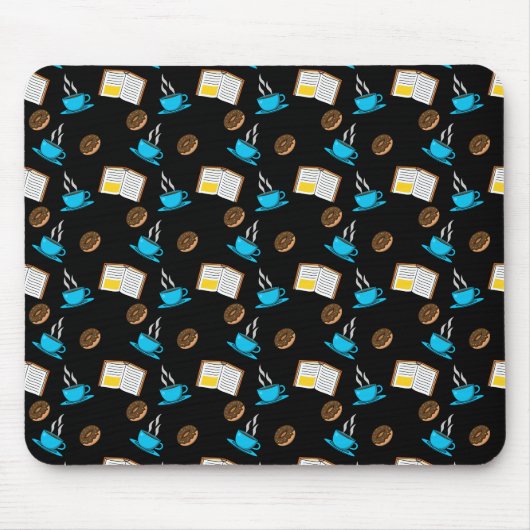 Buchen Sie Kaffee und Donut Cartoon Mousepad (Vorne)