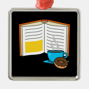 Buchen Sie Kaffee und Donut Cartoon Ornament Aus Metall