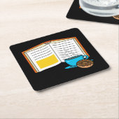Buchen Sie Kaffee und Donut Cartoon Rechteckiger Pappuntersetzer (angewinkelt)