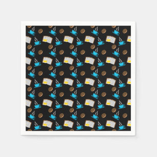 Buchen Sie Kaffee und Donut Cartoon Serviette
