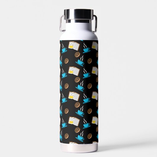 Buchen Sie Kaffee und Donut Cartoon Trinkflasche (Vorne)