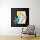 Buchen Sie Kaffee und Donut Cartoon Wandteppich (Beispiel (Horizontal))