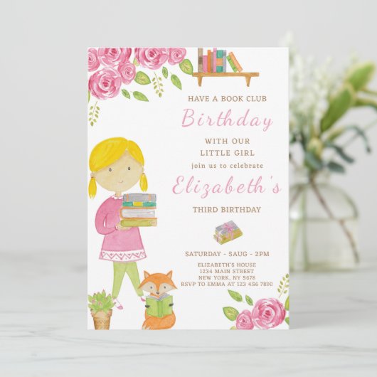 Buchen Sie Lover Girl Birthday Einladung (Stehend Vorderseite)