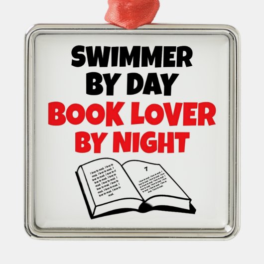 Buchen Sie Lover Swimmer Silbernes Ornament (Vorne)