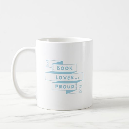 Buchen Sie Lover und Proud Pastel Blue Retro Kaffeetasse (Links)