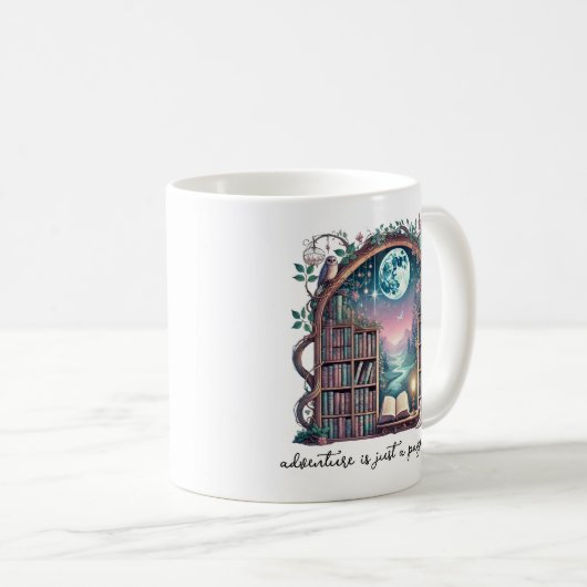 Buchen Sie Lover's Adventure ist eine Page Away Ta Kaffeetasse (VorderseiteRechts)