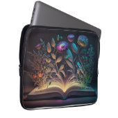 Buchen Sie mit Blume Neonglühen, Laptopschutzhülle (Vorne Rechts)