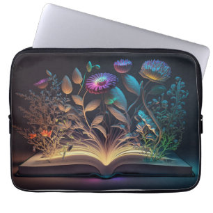 Buchen Sie mit Blume Neonglühen, Laptopschutzhülle