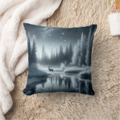 Buchen Sie nachts in einem Winter River Kissen (Decke)