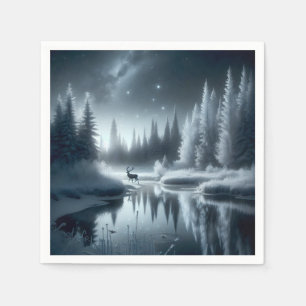 Buchen Sie nachts in einem Winter River Serviette