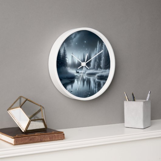 Buchen Sie nachts in einem Winter River Uhr (Büro)
