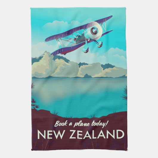 Buchen Sie noch heute ein Flugzeug! Neuseeland Geschirrtuch (Vertikal)