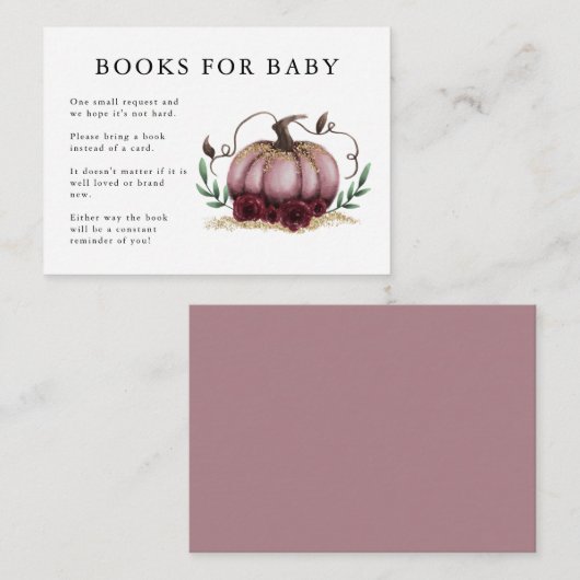 Buchen Sie Pink Gold Pumpkin Baby Showbook Begleitkarte (Vorne/Hinten)