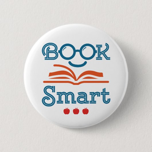Buchen Sie Smart Funny Reading Lover Bookworm Button (Vorderseite)
