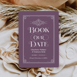 Buchen Sie unser Lila Vintages Buchcover Hochzeit Save The Date