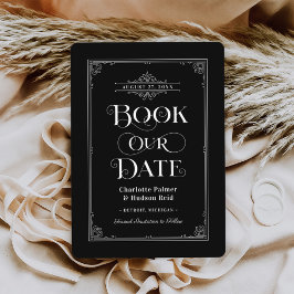 Buchen Sie unser Vintages Black Book Cover Hochzei Save The Date