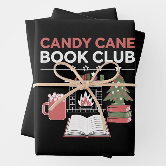 Buchen Sie Weihnachts Candy Cane Book Club Buchen Geschenkpapier Set (Beispiel)