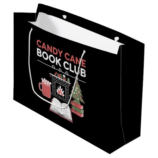 Buchen Sie Weihnachts Candy Cane Book Club Buchen Große Geschenktüte (Vorderseite Schrägansicht)