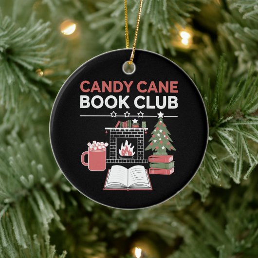 Buchen Sie Weihnachts Candy Cane Book Club Buchen Keramik Ornament (Baum)