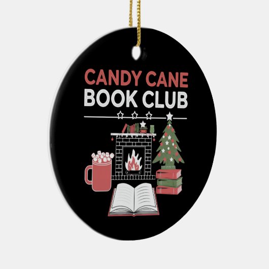 Buchen Sie Weihnachts Candy Cane Book Club Buchen Keramik Ornament (Rechts)