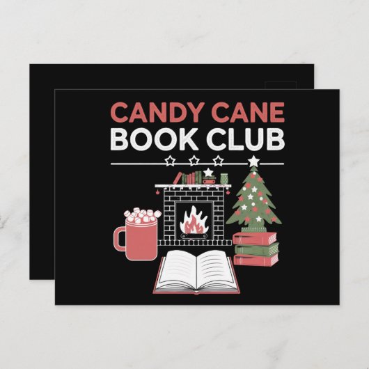 Buchen Sie Weihnachts Candy Cane Book Club Buchen Postkarte (Vorne/Hinten)
