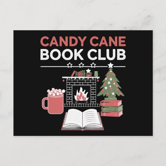 Buchen Sie Weihnachts Candy Cane Book Club Buchen Postkarte (Vorderseite)