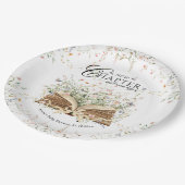 Buchen Sie Wildblume ein neues Kapitel Babydusche  Pappteller (Schrägansicht)