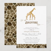 Buchen Themed Safari Adventure Baby Shower Giraffe Einladung (Vorne/Hinten)