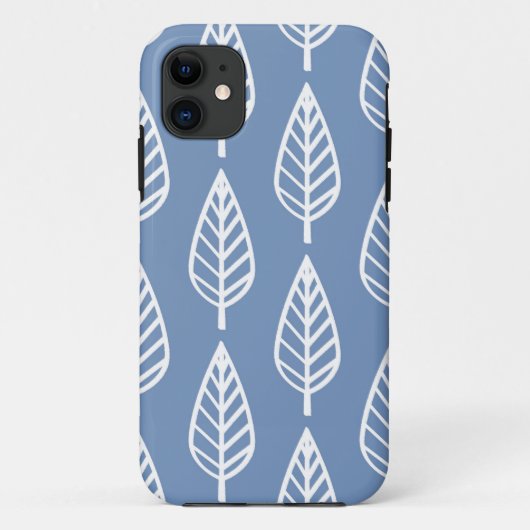 Buchenblattmuster - Blau und Weiß Case-Mate iPhone Hülle (Rückseite)