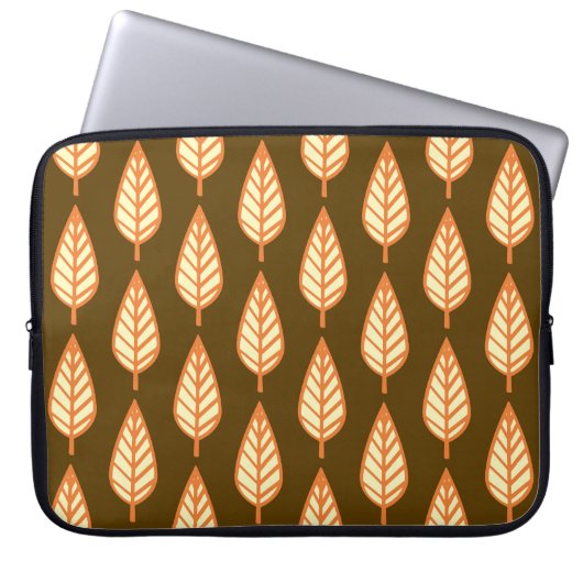 Buchenblattmuster - orange und braun laptopschutzhülle (Vorderseite)