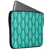 Buchenblattmuster - Pfau und Aqua Laptopschutzhülle (Vorne Rechts)