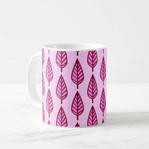Buchenblattmuster - Rosa und Bordeaux Kaffeetasse