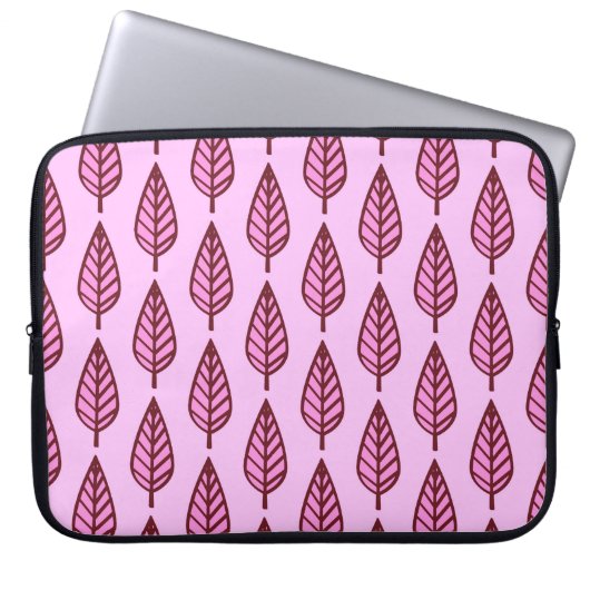 Buchenblattmuster - rosa und bordeaux laptopschutzhülle (Vorderseite)