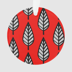 Buchenblattmuster - Rot, Schwarz und Grau / Grau Ornament