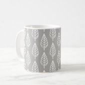 Buchenblattmuster - silbergrau / grau und weiß kaffeetasse (Vorderseite Links)