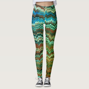 Buchendpapier-Marbling (Grünes Blatt) Leggings