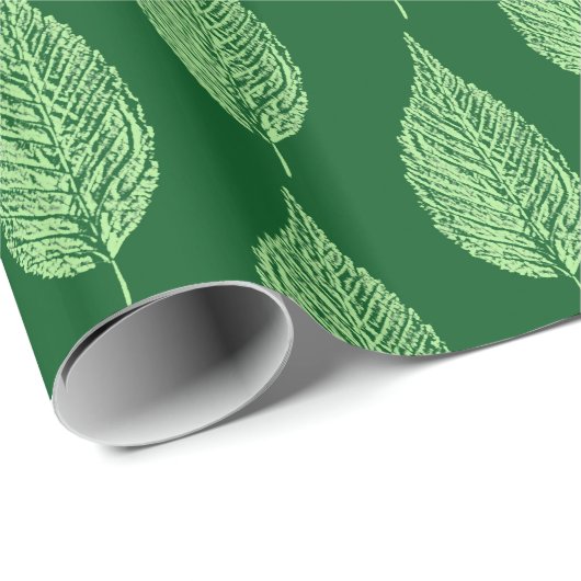 Buchenleaf Chalk Print, Deep Emerald Green Geschenkpapier (Rolleneckpunkt)
