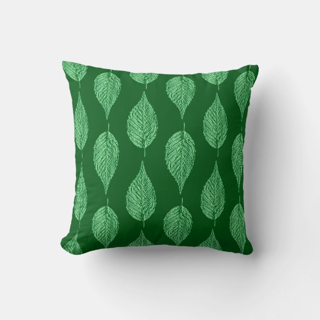 Buchenleaf Chalk Print, Deep Emerald Green Kissen (Vorderseite)