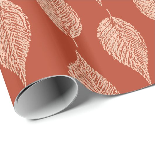 Buchenleaf Chalk Print, Mandarin Orange Geschenkpapier (Rolleneckpunkt)