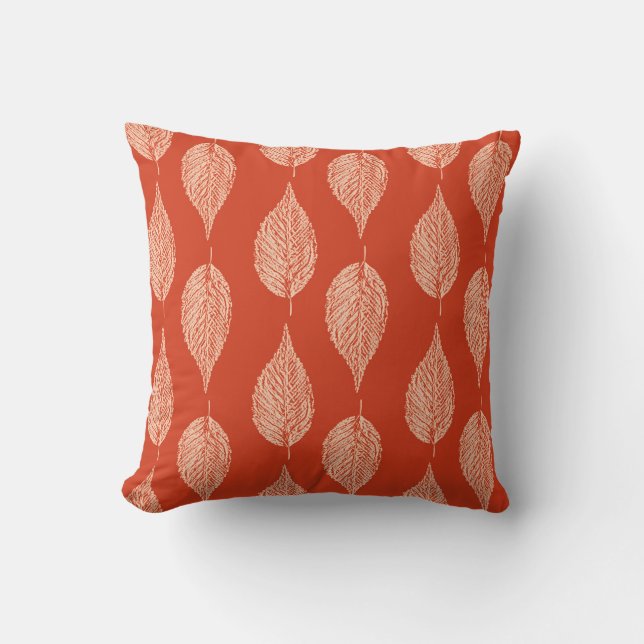Buchenleaf Chalk Print, Mandarin Orange Kissen (Vorderseite)